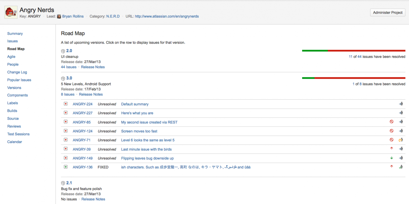 Jira Project Map. Issue release